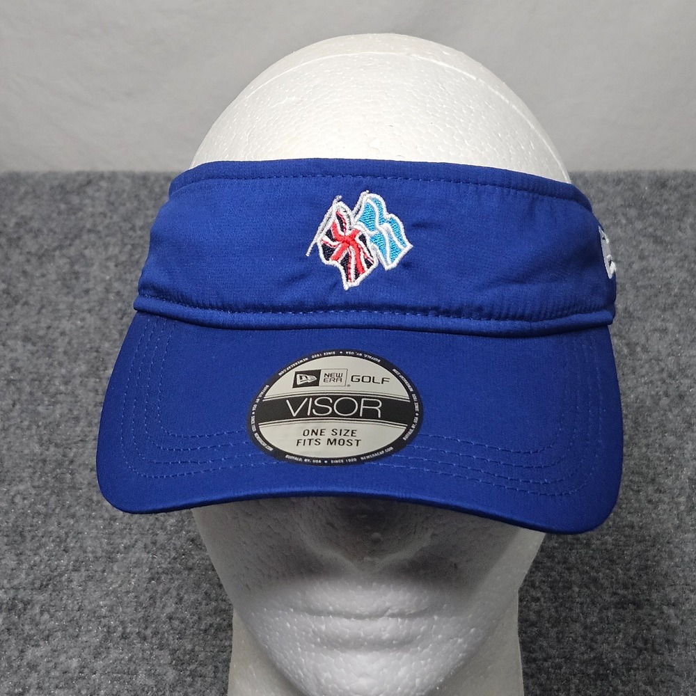 New Era Golf Visor Mens OSFM Royal Blue Embroidered Flag Adjustable Sport Hat
